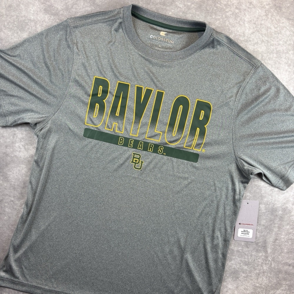 Baylor Bears Shirt Mens L Gray Green College Stretch Performance NEW
